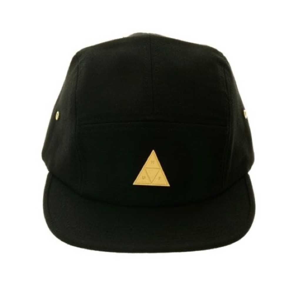 HUF Triangle 5-Panel Camper Strapback Hat in Black